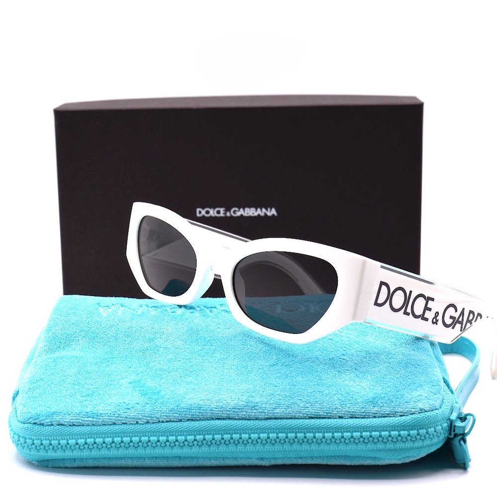 NEW DOLCE&GABBANA DG6186 331287 WHITE DARK GREY LENS AUTHENTIC SUNGLASSES